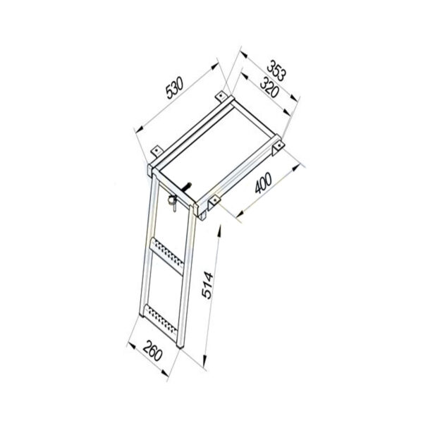 Escalera escamoteable 2 peldaños croquis