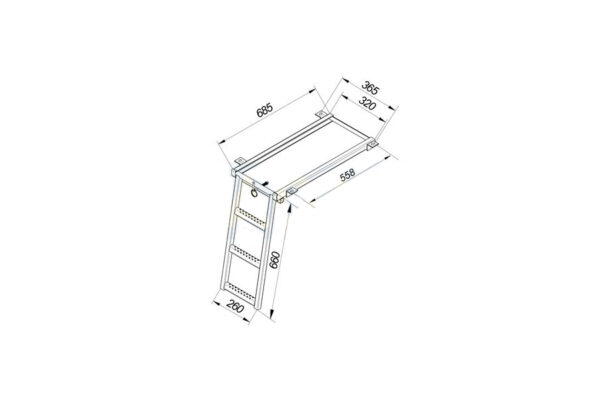 Escalera escamoteable 3 peldaños con pletinas cincada